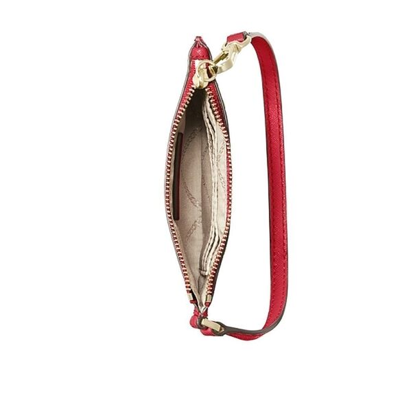 New! MICHAEL KORS Karla Red Leather Small Wristlet With Gift Box